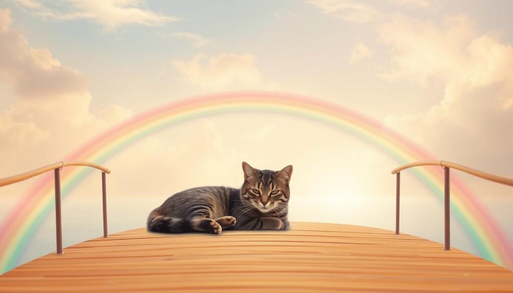 Katze auf der Regenbogenbrücke Katzenhimmel Regenbogenbrücke Katze