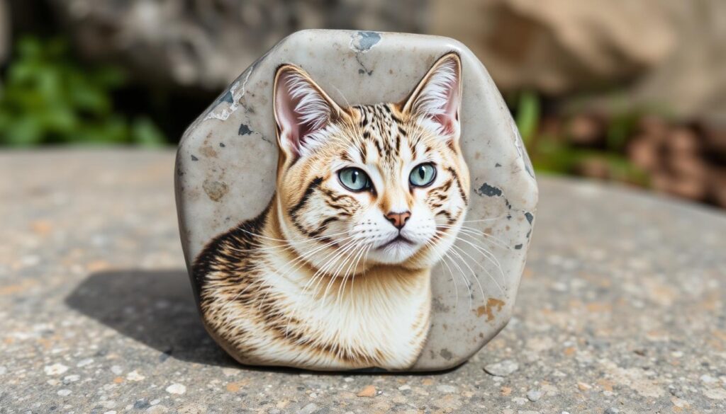 handgemalter portraitstein katze