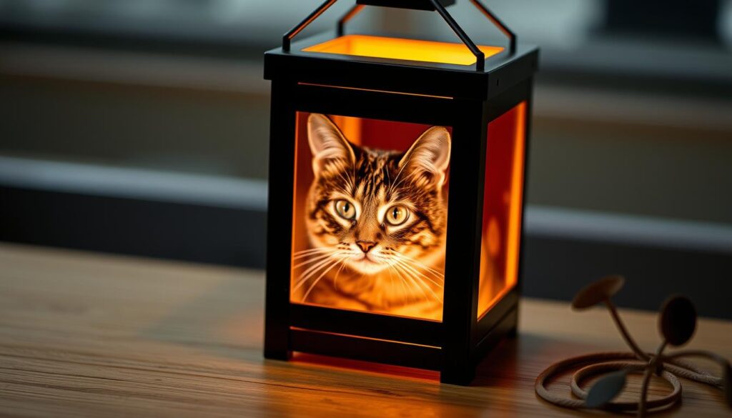 personalisierte fotolaterne katze
