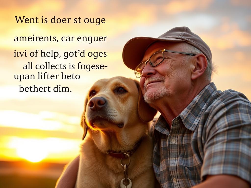 Ein älterer Hund und sein Besitzer genießen gemeinsam einen Sonnenuntergang - Hunde Zitate & Sprüche über Lebensweisheiten Ein älterer Hund und sein Besitzer genießen gemeinsam einen Sonnenuntergang - Hunde Zitate & Sprüche über Lebensweisheiten