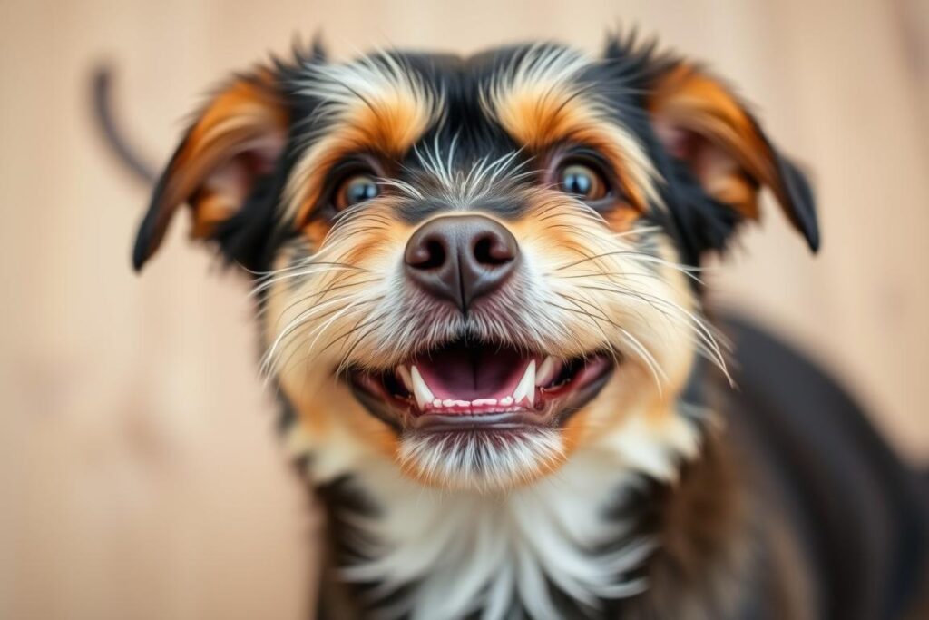 Ein verspielter Hund mit schief gelegtem Kopf und einem lustigen Gesichtsausdruck - lustige Hunde Zitate & Sprüche Ein verspielter Hund mit schief gelegtem Kopf und einem lustigen Gesichtsausdruck - lustige Hunde Zitate & Sprüche
