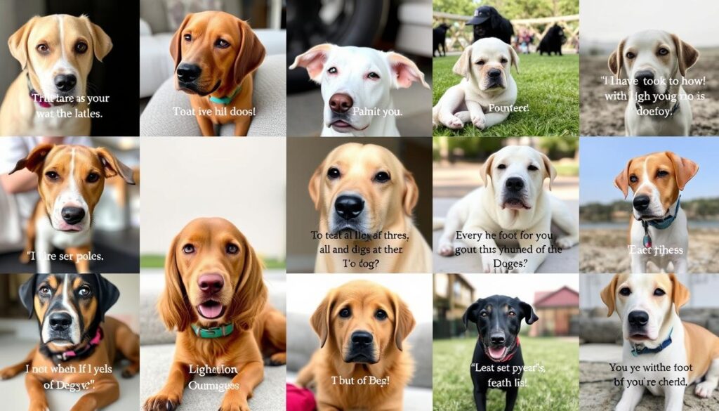 Eine Collage aus verschiedenen Hundefotos mit kurzen Sprüchen - Hunde Zitate & Sprüche Sammlung Eine Collage aus verschiedenen Hundefotos mit kurzen Sprüchen - Hunde Zitate & Sprüche Sammlung